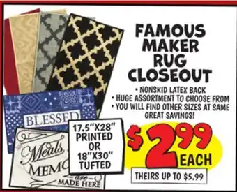 Ollie's Famous maker rug closeout offer