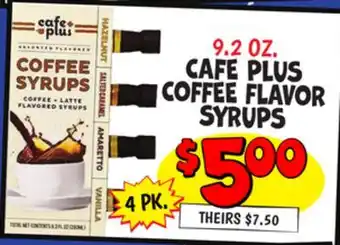 Ollie's Cafe plus coffee flavor syrups offer