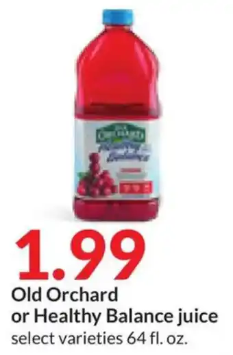 Hy-Vee Old Orchard or Healthy Balance juice offer
