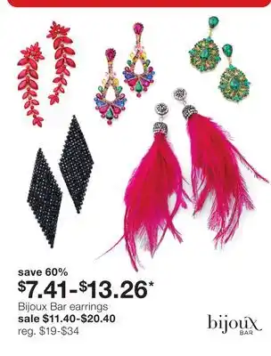 JC Penney Bijoux bar earrings offer
