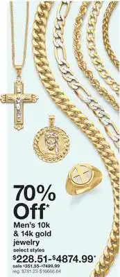 JC Penney Men's 10k & 14k gold jewelry offer