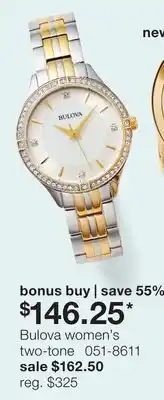 JC Penney Bulova women's two-tone offer