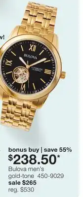 JC Penney Bulova men's gold-tone offer