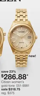 JC Penney Citizen women's gold-tone offer