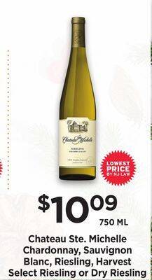ShopRite Chardonnay, sauvignon blanc, riesling, harvest select riesling or dry riesling offer