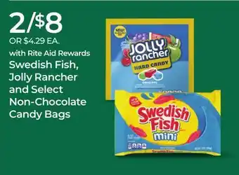 Swedish fish, jolly rancher and select non-chocolate candy bags