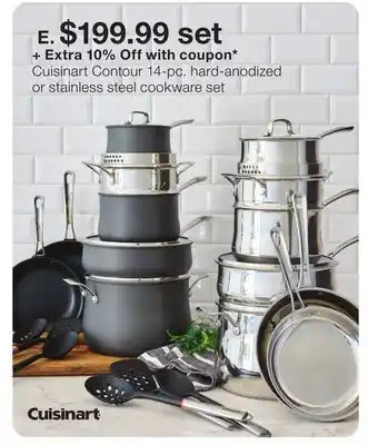 JC Penney Cuisinart contour 14-pc. hard-anodized or stainless steel cookware set offer