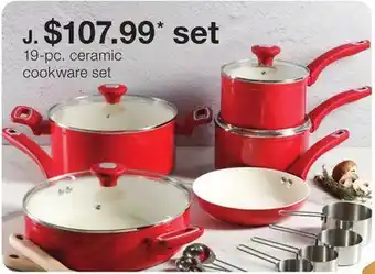 JC Penney 19-pc. ceramic cookware set offer