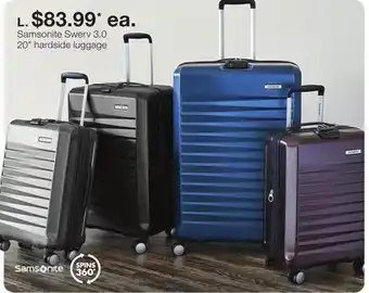 JC Penney Samsonite swerv 3.0 20 hardside luggage offer