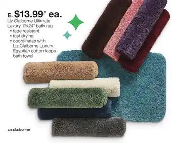 JC Penney Liz claiborne ultimate luxury 17x24 bath rug offer