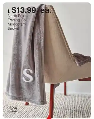 JC Penney North pole trading co. monogram throws offer