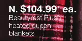 JC Penney Beautyrest plush heated queen blankets offer