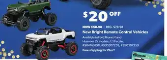 Sam's Club New bright remote control vehicles offer