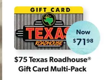 Sam's Club $75 texas roadhouse gift card multi-pack offer