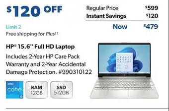 Sam's Club Hp 15.6 full hd laptop offer