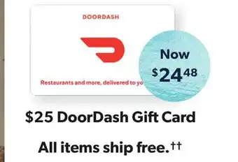 Sam's Club $25 doordash gift card offer