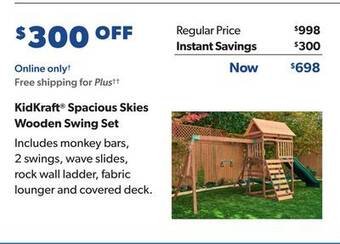 Sam's Club Kidkraft spacious skies wooden swing set offer