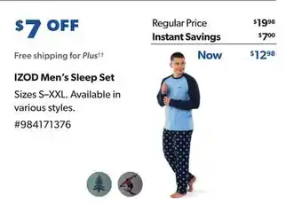 Sam's Club Izod men's sleep set offer