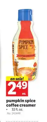 Lidl Pumpkin spice coffee creamer offer