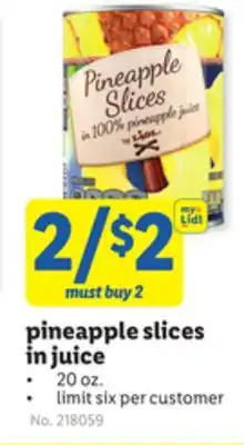 Lidl Pineapple slices in juice offer