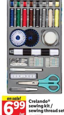 Lidl Crelando sewing kit/sewing thread set offer