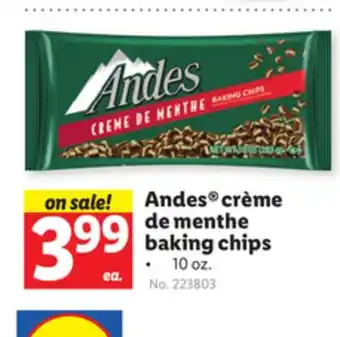 Lidl Andes crème de menthe baking chips offer