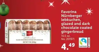 Lidl Favorina nürnberger lebkuchen, glazed and dark chocolate coated gingerbread offer