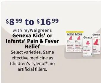 Walgreens Genexa kids' or infants' pain & fever relief offer