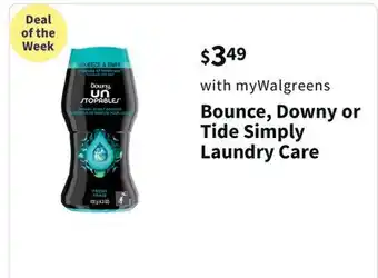 Walgreens Bounce, downy or tide simply laundry care offer