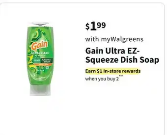 Walgreens Gain ultra ez squeeze dish soap offer