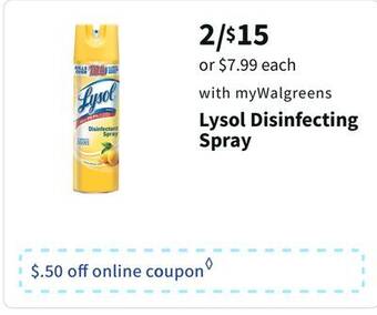 Walgreens Lysol disinfecting spray offer