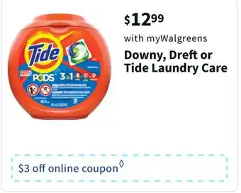 Walgreens Downy, dreft or tide laundry care offer