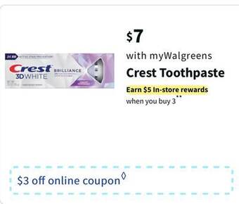 Walgreens Crest toothpaste offer