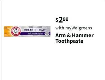 Walgreens Arm & hammer toothpaste offer