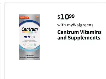 Walgreens Centrum vitamins and supplements offer