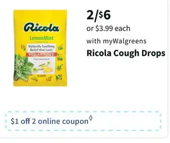Walgreens Ricola cough drops offer