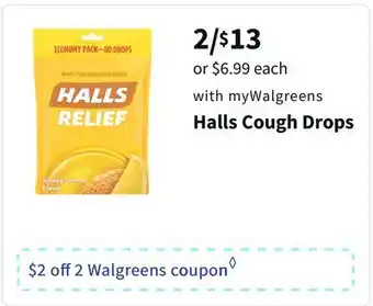Walgreens Halls cough drops offer
