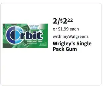 Walgreens Wrigley's single pack gum offer