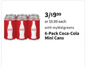 Walgreens 6-pack coca-cola mini cans offer