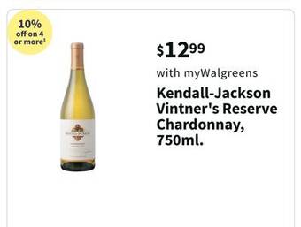 Walgreens Kendall-jackson vintner's reserve chardonnay, 750ml offer