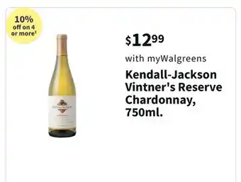 Walgreens Kendall-jackson vintner's reserve chardonnay, 750ml offer