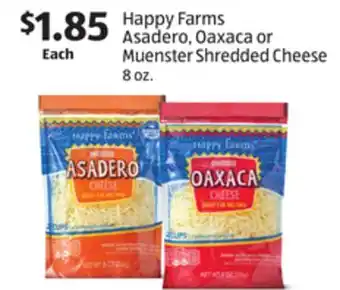 Aldi Happy farms asadero, oaxaca or muenster shredded cheese offer