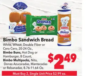 Vallarta Supermarkets Bimbo sandwich bread offer