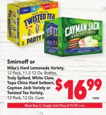 Vallarta Supermarkets Smirnoff or mike's hard lemonade variety offer