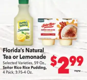 Vallarta Supermarkets Florida's natural tea or lemonade offer
