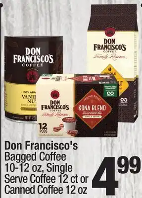 Super King Markets Don francisco's bagged coffee 10-12 oz, single serve coffee 12 ct or canned coffee 12 oz offer
