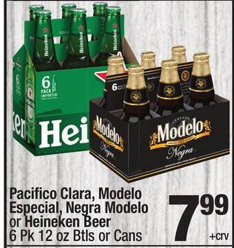 Super King Markets Pacifico clara, modelo especial, negra modelo or heineken beer offer