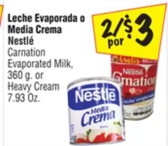 El Super Nestlé carnation evaporated milk, 360 g. or heavy cream 7.93 oz offer
