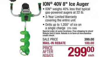 Menards Ion 40-volt powerhead with 8 ice auger offer