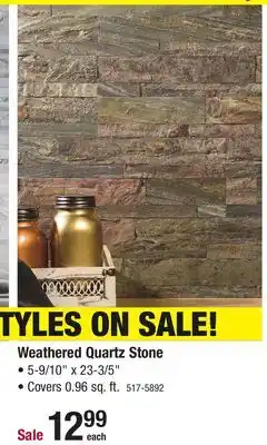 Menards Aspect 5.9 x 23.6 weathered quartz peel & stick stone backsplash tile offer